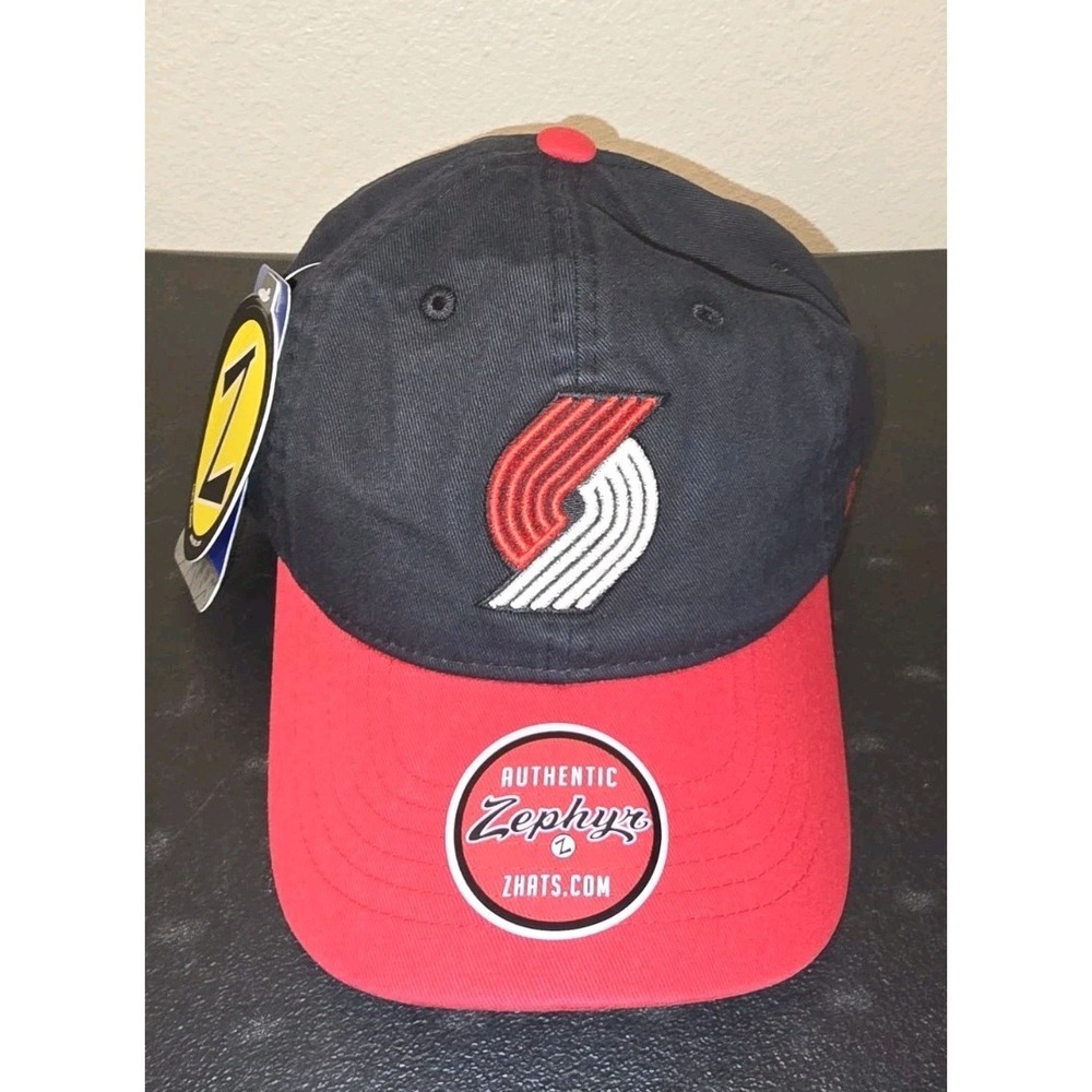 Zephyr Portland Trailblazers Logo Hat Cap Adjustable Strap Red Black NBA NWT